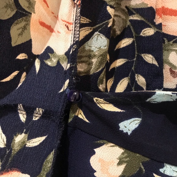 Navy Blue Floral Wrap Dress - Picture 3 of 4